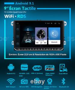 2DIN 9 AUTORADIO RDS Android GPS NAVI Caméra For VW GOLF 5 6 Plus Passat Touran