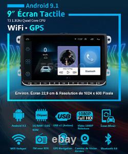 9 AUTORADIO Android 9.1 GPS NAV RDS Caméra For VW GOLF 5 6 Plus Touran T5 Polo