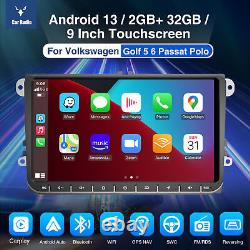 9 Autoradio Android 13 2+32G Carplay GPS RDS Pour VW GOLF 5 6 Plus Touran Caddy