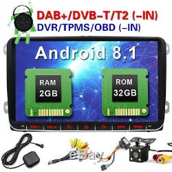 9 Autoradio Android 8.0/8.1 GPS Navi DAB +pour VW Touran Tiguan Golf 5 6 Plus