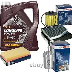 BOSCH Inspection Set 5L MANNOL 5W-30 LONGLIFE Pour VW Touran 1.6 FSI Golf Plus