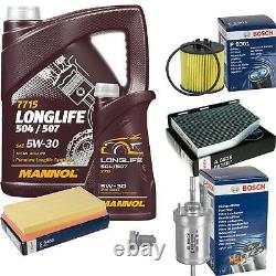 BOSCH Inspection Set 6L MANNOL 5W-30 LONGLIFE Pour VW Touran 1.6 FSI Golf Plus