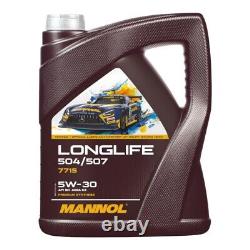 BOSCH Inspection Set 6L MANNOL 5W-30 LONGLIFE Pour VW Touran 1.6 FSI Golf Plus