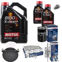 BOSCH Inspection Set 7L Motul 8100 X-Clean+ 5W-30 Pour VW Golf Plus 1.6 Touran