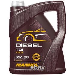 BOSCH inspection set 6 L MANNOL TDI DieseL 5W-30 pour VW Golf Plus 1.6 Touran