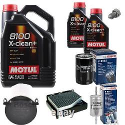 Bosch Inspection Set 7L Motul 8100 X-Clean + 5W-30 pour VW Golf Plus 1.6 Touran
