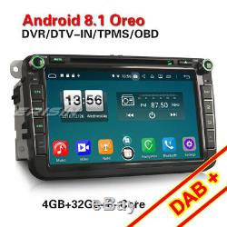 DAB+Autoradio Android 8.1 GPS DVD PASSAT GOLF 5/6 TIGUAN Touran Bora SEAT Skoda