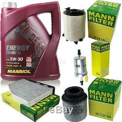 Huile Moteur 5L Mannol 5W-30 Break Ll + Mann-Filter Filtres à VW Touran 1T3 1.2