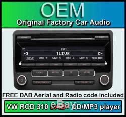 VW Rcd 310 DAB+ Radio Numérique, VW Golf Plus DAB+ Unité Lecteur CD, Code Radio